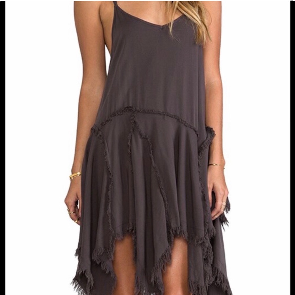 Free People Intimately Tattered Up Shred Slip in Charcoal